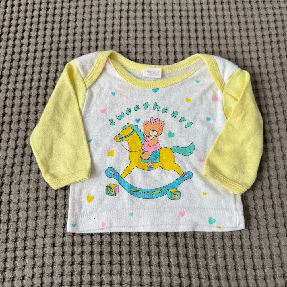 Vintage sweetheart rocking horse long sleeve shirt 0-6m